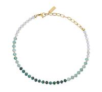 COAI Tobillera de Mujer con Bolitas de Piedra de Luna Aventurina Verde y Malaquita, Tobillera de Colores con Piedras Naturales y Cierre Ajustable