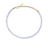 COAI Tobillera de Mujer con Bolitas de Piedra de Luna Facetadas, Tobillera de Piedra Natural con Cierre Ajustable