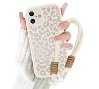 Coalbooliy Funda con Cuerda Strap para iPhone 17 6,3'' Carcasa Aesthetic Leopardo Blanco Summer patrón con Universal Colgante Cordon Correa Cuerdas Protección de Cámara niña Case Móvil, 01