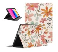 Coalbooliy Funda para Apple iPad (2022) 10.9, Aesthetic Flores Dibujos Diseño Ultra Slim Smart PU Leather Protector Soporte Función Ángulos Ajustables Flip Cubierta Tablet Case, Blanco