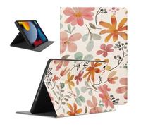 Coalbooliy Funda para iPad 9./8./7. Generation, Aesthetic Flores Dibujos Diseño Ultra Slim Smart PU Leather Protector Soporte Función Ángulos Ajustables Flip Cubierta Tablet Case, Blanco