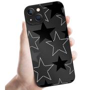 Coalbooliy Funda para iPhone 13 Mini 5,4'' Negro Carcasa Suave TPU Ultrafina Silicona Aesthetic patrón Estrella, Antigolpes Bumper Protección de Cámara niña Regalo Case Móvil, 19