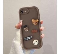 Coalbooliy Funda para iPhone 17e/iPhone 16e 6,1'' Marrón Carcasa Suave TPU Silicona Aesthetic patrón Osito de Peluche 3D, Antigolpes Bumper Protección de Cámara niña Regalo Case Móvil, 01