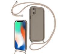 Coalbooliy Funda para iPhone X/XS 5,8" Avec Cordon de Collier, Silicona Carcasa Suave con Cuerda Correa Case Golpes Protección de la Cámara Cover Cadena de teléfono para Niñas Mujeres, Caqui