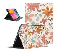 Coalbooliy Funda para Samsung Galaxy Tab A 10.1 2019, Aesthetic Flores Dibujos Diseño Ultra Slim Smart PU Leather Protector Soporte Función Ángulos Ajustables Flip Cubierta Tablet Case, Blanco
