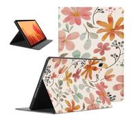 Coalbooliy Funda para Samsung Galaxy Tab A7 10,4 Zoll 2020, Aesthetic Flores Dibujos Diseño Ultra Slim Smart PU Leather Protector Soporte Función Ángulos Ajustables Flip Cubierta Tablet Case, Blanco