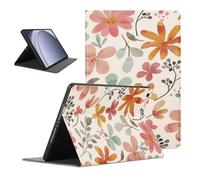 Coalbooliy Funda para Samsung Galaxy Tab A9, Aesthetic Flores Dibujos Diseño Ultra Slim Smart PU Leather Protector Soporte Función Ángulos Ajustables Flip Cubierta Tablet Case, Blanco