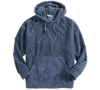 COALHO Corduroy Hoodies for Men, Fall Winter Long Sleeve Patchwork Hooded Sweatshirt Drawstring Casual Pullover Sweater (XL,Blue)