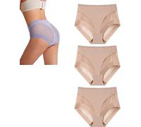 COALHO High Waist Ice Silk Seamless Shaping Panties, Butt Lifting Underwear for Women Seamless, High Waist Seamless Shaping Briefs (Color+Color+Color,L)