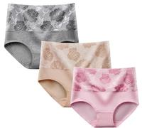 COALHO High Waist Leak Proof Incontinence Panties,Leak Proof Underwear for Women Incontinence (Pink+Color+Ash,XL)