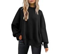 COALHO Oversized Sweaters for Women Long Sleeve Crewneck Knit Jersey de moda Side Slit Loose Fit Jumper Tops