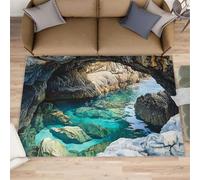 Coast Cave - Alfombra grande para sala de estar, 160 x 230 cm, alfombra de playa rocosa para dormitorio, alfombra de suelo natural que no se desprende, para guardería, oficina, sala de juegos
