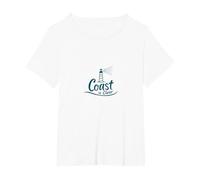 Coast is Clear Faro Playa Náutica Camiseta, Mujer Tallas Grandes, Blanco, 1XL Grande