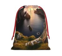 Coast Kauai Mountain Cliff Print - Bolsas de regalo de varios tamaños, bolsas de regalo con cordón para mujeres, Navidad, cumpleaños, reutilizables