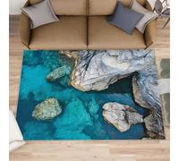 Coast Rocks - Alfombra grande para sala de estar, 160 x 230 cm, alfombra para dormitorio, paisaje natural, no se desprende, para guardería, oficina, sala de juegos infantil