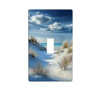 Coastal Beach Light Switch Cover Plate / Outlet Covers Sandy Dune and Ocean Scene for Wall Accents, Thermoplastic Wall Plates, Standard Size Single Toggle