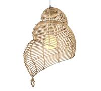 Coastal Bohemian Pendelleuchte - Kronleuchter aus gewebtem Rattan für Zuhause, Restaurant, Café und Schlafzimmer (Natur, 25 cm)