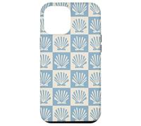 Coastal Checkerboard Seashell Pattern Minimal Azul y Crema Carcasa para iPhone 12 Pro MAX