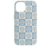 Coastal Checkerboard Seashell Pattern Minimal Azul y Crema Carcasa para iPhone 14