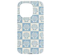 Coastal Checkerboard Seashell Pattern Minimal Azul y Crema Carcasa para iPhone 15 Pro