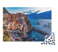 Coastal Cliff Town Puzzle for Adultos 1000 Piezas Recyclable Paper Cinque Terre Jigsaw Puzzle Juego Padre-Hijo Props Developing Boy & Girl‘s Intelligence Toy 70x50cm/1000pcs