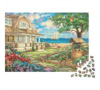 Coastal Cottage Garden Colourful Seaside Garden House 1000 Pcs Jigsaws for Adults The Impossible Challenge Brain Development 52x38cm/1000pcs