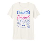 Coastal Cowgirl Bachelorette Summer Cowboy Hat Blue Beach Camiseta Premium