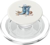 Coastal Cowgirl Beachy Shells Botas Vaqueras Azules Western PopSockets PopGrip para MagSafe