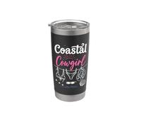 Coastal Cowgirl Summer Bachelorette Cowboy Hat Beach Blue Vaso térmico de acero inoxidable de doble pared