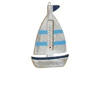 Coastal Decor Termómetro de madera con grabado de velero para visualización de temperatura en la sala de estar de entrada (E)