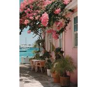 Coastal Dreams Notebook: Aesthetic Journal with Tropical Island Alleyway Cover: Tropical Aesthetic Notebook: Pink Bougainvillea & Ocean View Cover
