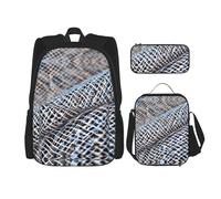 Coastal Fishing Net Shell - 3 mochilas de 16 pulgadas para escuela preescolar y lonchera para niños pequeños, Black, Talla única, Juego de mochila escolar