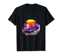 Coastal Fox Night Drive Retro Atardecer Camiseta
