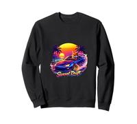 Coastal Fox Night Drive Retro Atardecer Sudadera