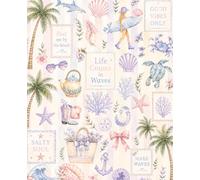 Coastal Grandma Grandmillennial Beach Coquette Aesthetic Journal for Women, Summer Ocean Theme Notebook College Ruled, Cute Stationery Gift for Girls, Teens: Pastel Pink, Baby Blue & Lavender Purple