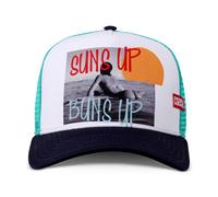 Coastal Hft Suns Up Blanco/Azul Marino/Turquesa Alto Trcuker Malla Hat Surf
