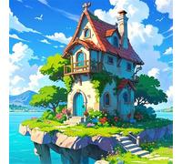 Coastal House Jigsaw Puzzle 200 Pieces 28x28cm/11x11inch, Difficult Jigsaw Puzzles for Adults 200, Beautiful Art Work, Great Festive Puzzle Gift for Men/Women