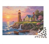 Coastal Lighthouse Puzzles 1000 Piece Material reciclable Ocean Sunset Puzzle for Adultos Great Regalo Idea Divertido Family Gaming Time Activity 52x38cm/1000pcs