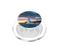 Coastal Lighthouse Sailboat Ocean Sunset Scenic Artwork PopSockets PopGrip para MagSafe