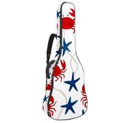 Coastal Marine Life - Funda impermeable para guitarra acústica con diseño de cangrejos rojos y estrellas de mar azules y estrellas de mar azules, acolchado de 1 cm de grosor, mochila con doble correa