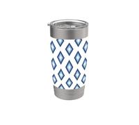 Coastal Modern Blue Diamonds Ikat Patrón Geométrico Motivo Vaso térmico de acero inoxidable de doble pared