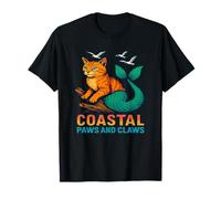 Coastal Paws and Claws - Lindo diseño de Gato Sirena de Playa Camiseta