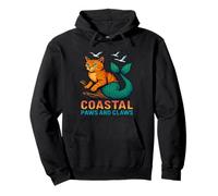 Coastal Paws and Claws - Lindo diseño de Gato Sirena de Playa Sudadera con Capucha