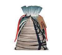 Coastal Pier Print Christmas Drawstring Holiday Candy Bag Christmas Sacos Reutilizables Bolsas de regalo de fiesta