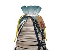Coastal Pier Print Christmas Drawstring Holiday Candy Bag Christmas Sacos Reutilizables Bolsas de regalo de fiesta