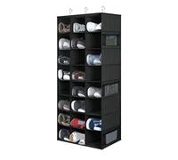 coastal rose Organizador de zapatos colgante para armario, 24 secciones, organizador de zapatos para guardar espacio y almacenamiento, color negro