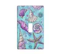 Coastal Seashell - Placa de cubierta para interruptor de luz/cubierta de toma, diseños de carcasa azul océano para decoración de verano, placas de pared termoplásticas, tamaño estándar, palanca única