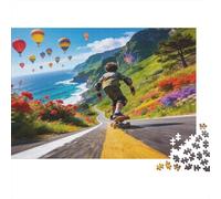 Coastal Skateboard Puzzles 1000P Material Reciclado Balloons Puzzle for Chico & Chica Divertido Present & Activity for Home Ideal for Boy & Girl‘s Birthday Gift 70x50cm/1000Ps