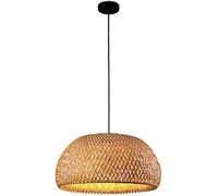 Coastal Style Pendant Light Basket Lamp Shade Handmade Wicker Rattan Cage Ceiling Chandelier Hand-Woven Hanging Home Ceiling Lighting,Pendant Ceiling Light