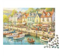 Coastal Town 1000 Piezas Puzzle Recyclable Paper Harbour Scene Senior Puzzles Party Game Props Great Regalo Idea for Mujeres and Hombres Both 38x26cm/1000pcs